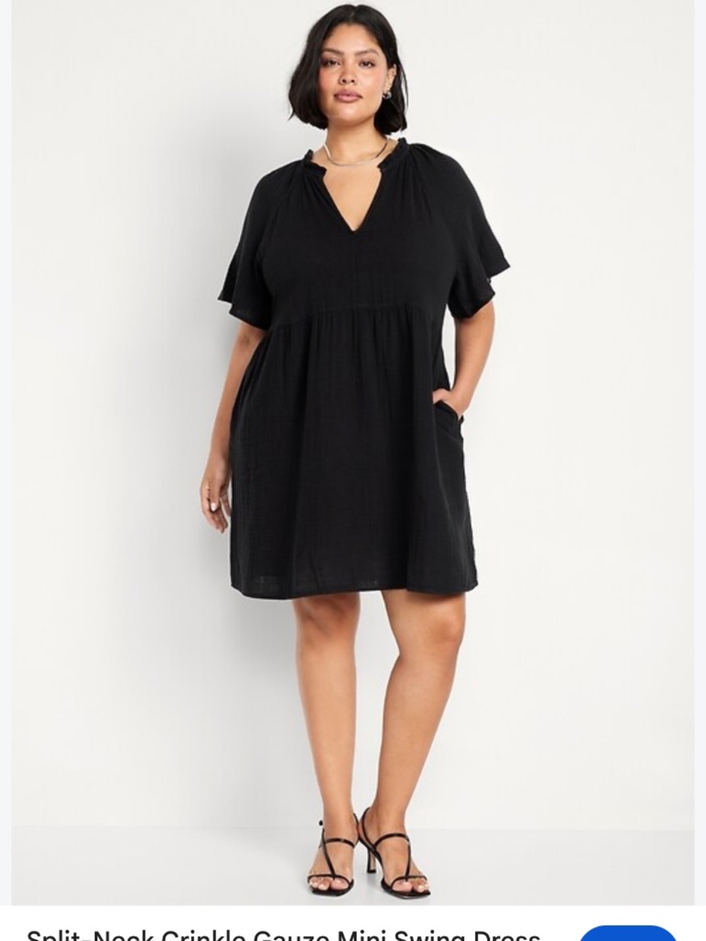 Split neck Gauze mini swing dress Olda Navy